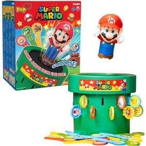 TOMY Pop Up Super Mario Game - Activities for Indoor Recess or Family Game Night - Officially Licensed Super Mario Toys for Kids - 2-4 Players - Ages 4 Years and Up