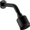 6 Inch Shower Arm and Flange - Solid Brass Wall Mounted Shower Arm Replacement for Fixed Shower Head, Matte Black