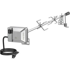 onlyfire Universal BBQ Grill Rotisserie Kit with 110V Electric Motor for Gas Grills - 45" 1/2" Hexagon Spit Rod