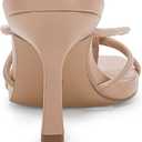 LAICIGO Womens Square Open Toe Flip Flops Stiletto Heels Strappy Thong Slide on Slingback Mules Sandals (7.5, Khaki)