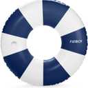FUNBOY Giant Vintage Stripe Inflatable Tube Pool Float with Cup Holder 48" Large Pool Float for Adults Inner Tube Swimming Pool Toys Swim Rings Pool Lounger Float for Pool Party & Summer (Navy Blue)