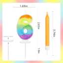 Rainbow 6th Number Candle for Cake, 13 Pcs Birthday Candles Set, Pastel Rainbow Cake Topper Birthday Party Decorations (Number 6)