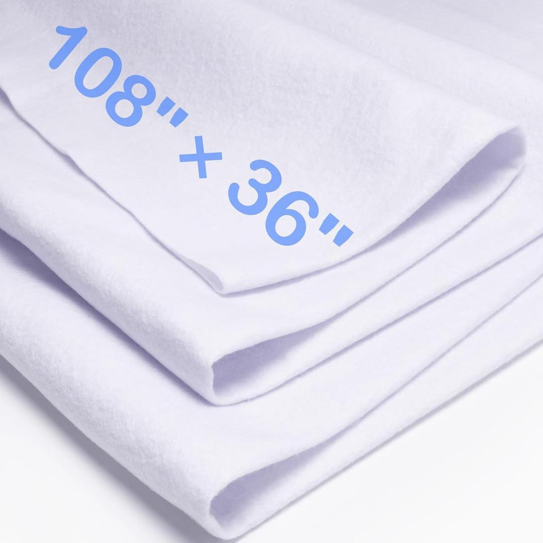 XSEINO Ice White Large Felt Fabric 108" X 36 "(3 Square Yards), 1.4 mm Thick Soft Felt Fabric Sheet for Crafts, White Series Colors Soft Nonwoven Fabric, Fit for Decoration, Sewing, DIY Crafts