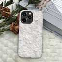 DAIZAG Case for iPhone 16 Pro Max,White Floral Lace Full-Body Design Hybrid Dual Protection Soft TPU Hard PC Shockproof Scratch-Resistant Protective Cover Phone Case for Men Women