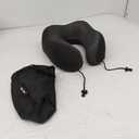 MLVOC Travel Pillow 100% Pure Memory Foam Neck Pillow, Comfortable & Breathable Cover, Machine Washable, and Luxury Bag, Standard (Black)