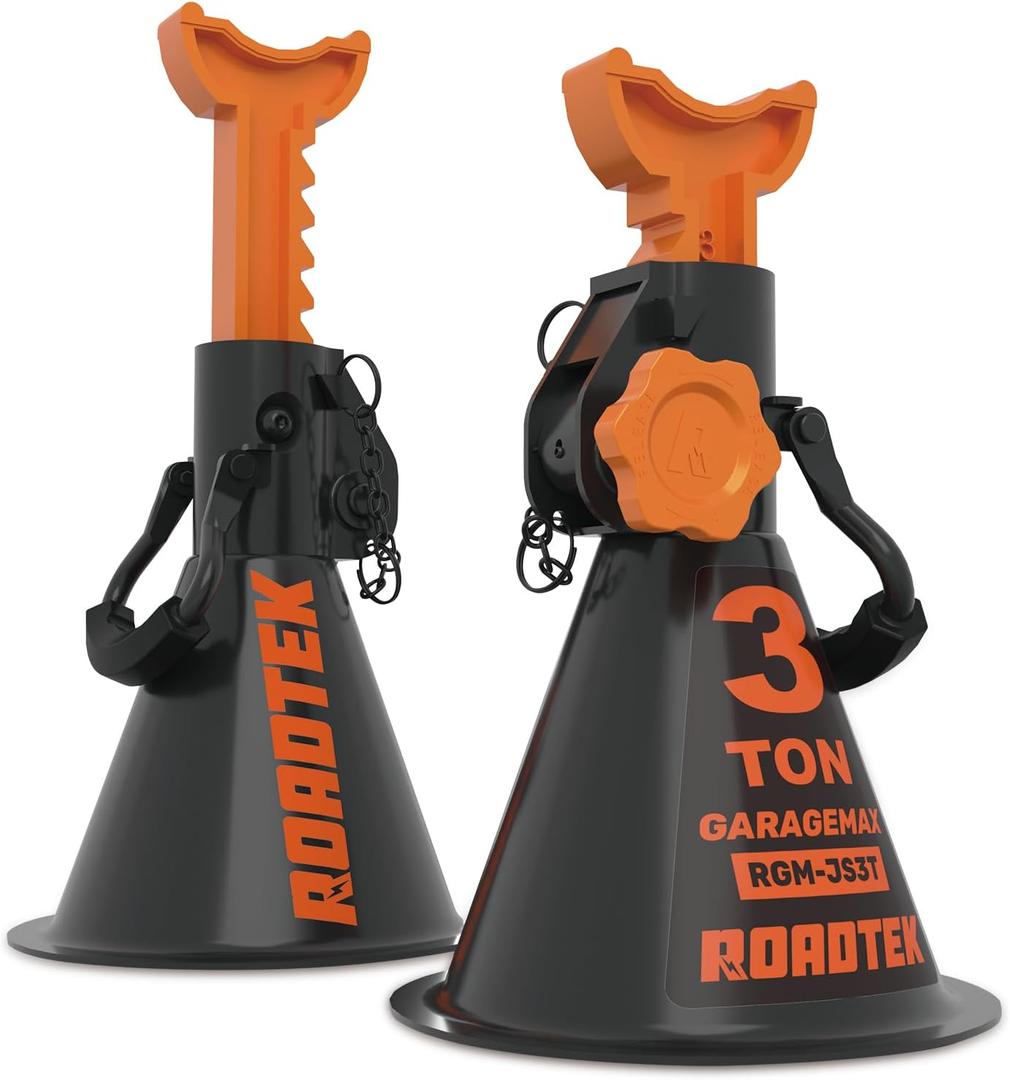 Jack Stands, 3 Ton (6,000 lbs) Heavy Duty Car Jack Stands with Integrated Steel Base and Double Locking, 11-1/4 to 16-9/16 inch Adjustable Height, for SUV, Truck, and Car, 1 Pair