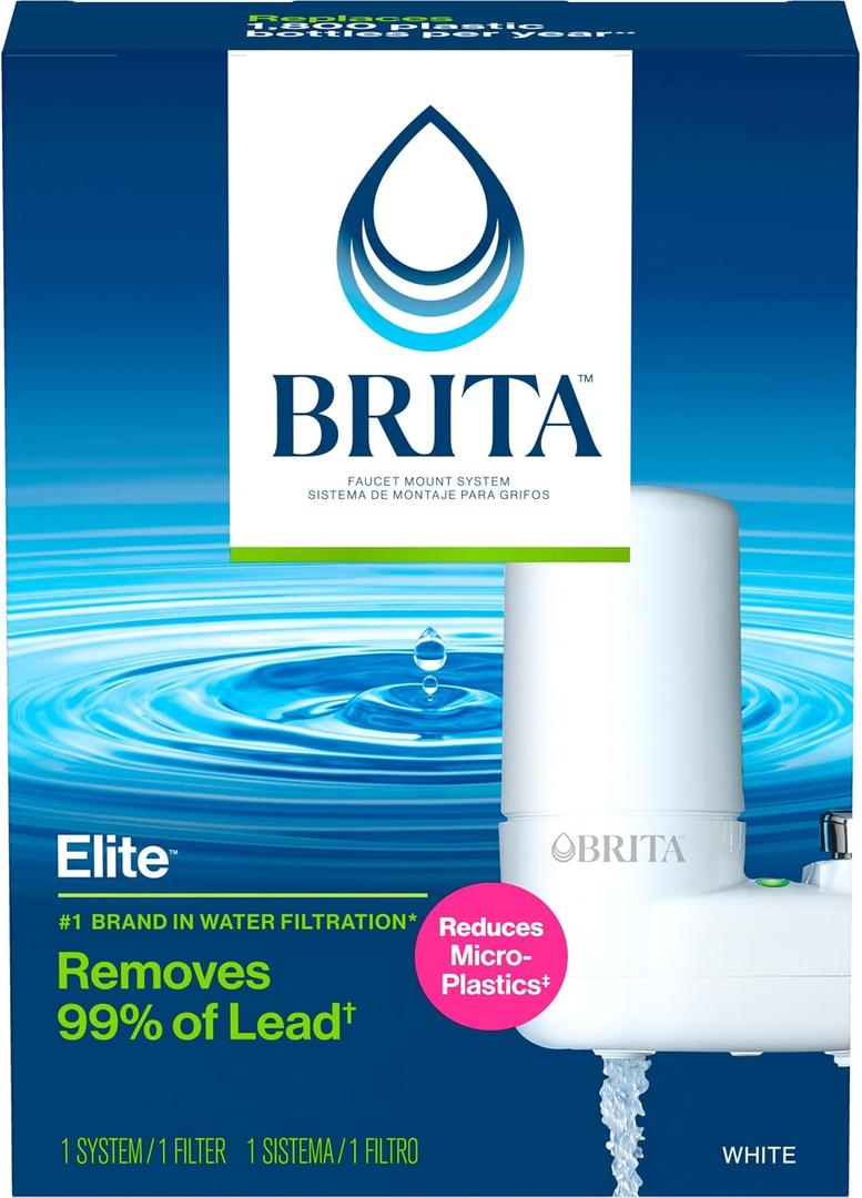 Brita Faucet Water Filter System, Reduce Lead, BPA Free, Fits Standard Faucets Only - Basic, White