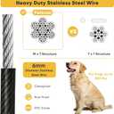 Petbobi Heavy-Duty Dog Tie-Out Cable - 40FT Extra Strong Wire Cable for Large Pets Up to 300Lbs, Rust Proof Dogs Leash with Carabiners and 360 Swivel, Pet Leads for Yard Camping Outside, Black