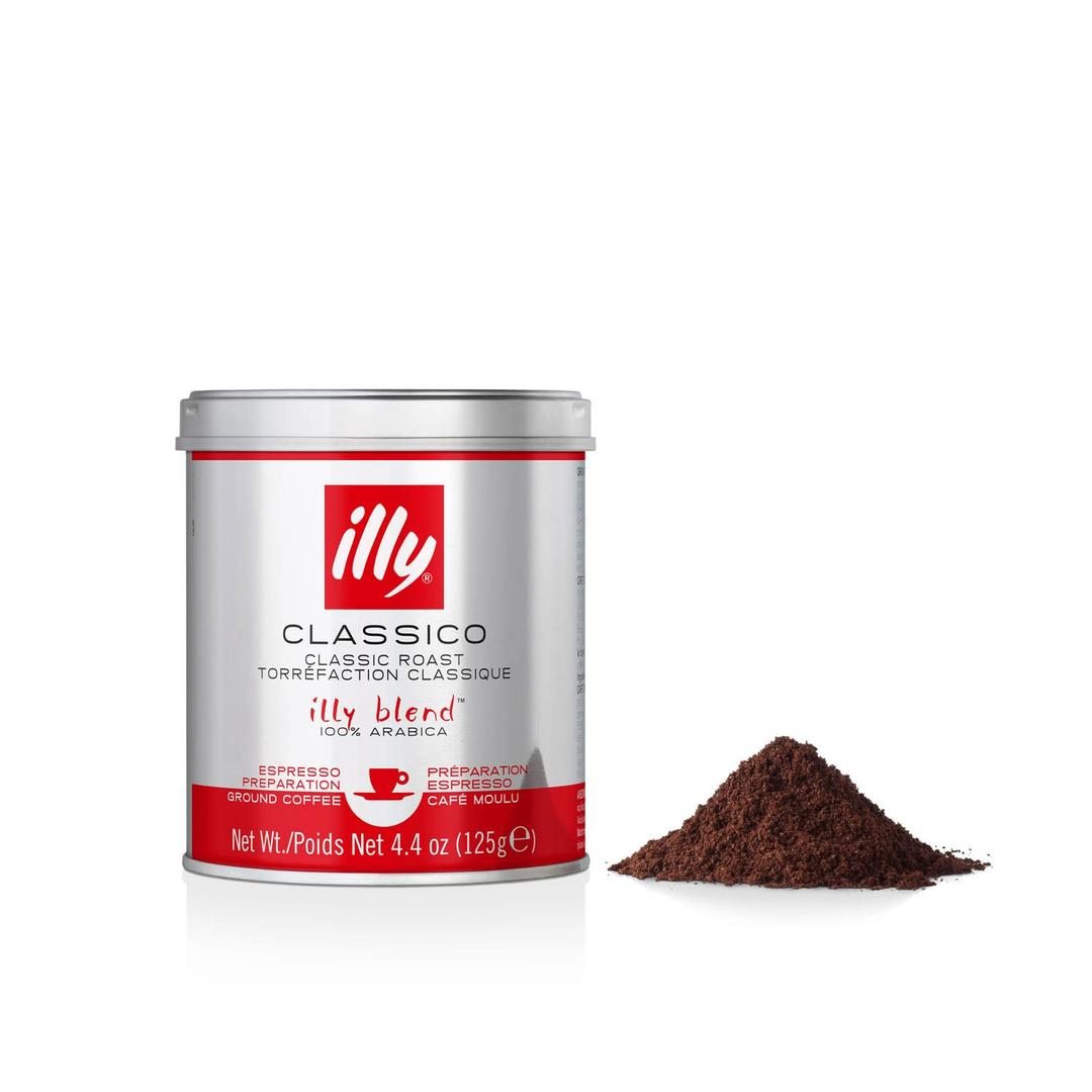illy Ground Espresso Coffee, Classico Medium Roast, 4.4 oz (EXP 06/30/26)