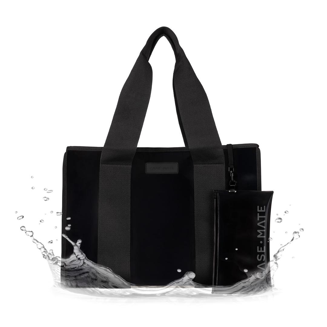 Case-Mate Special Edition Midnight Black Jelly Tote - Lightweight Tote Bag with Phone Pouch for Women - Waterproof, Tip-Proof, Foldable & Carry-On Size - Handbag for Everyday Use & Vacation - Large