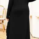 Newchoice Womens Long Cardigan Summer Casual Draped Open Front Lightweight Long Sleeve Cardigan Duster with Pockets (Black, S)