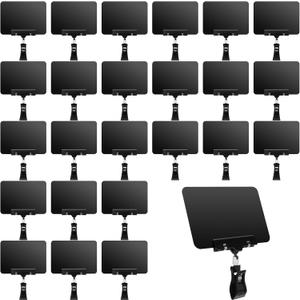 24 Pcs Mini Chalkboard Signs with Rotatable Clip, Double Head Sign Clips Erasable Plastic Price Display Clip Holder for Business Retail Food Clothing Rack Shelf Basket Sign Display