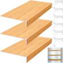 Hoolerry 3 Pcs 40 x 16 Inch Foamed PVC Wire Rack Covers for Removable Closet Decoration(Not Wood) Don't Bear Too Much Weight Pantry Shelves Covers for Bathroom Kitchen Shelving(Wooden Color)