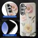 Case for Samsung Galaxy S25 Case,Faux Embroidery Boho Floral Design Hybrid Dual Protection Silicone Hard PC Shockproof Full Body Cover Anti-Scratch Protective Case for Men Women