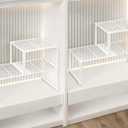 HGZBS Extendable Metal Wire Shelf Organizer - Adjustable 15-24.4in Length, Stackable Storage Rack for Kitchen/Pantry/Bathroom/Shoe Cabinet/Tool Closet (4, White)