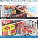 iSPECLE Freezer Organizer Bins - 6 Pack Stand Up Freezer Organizers for 16 Cu.Ft Upright Freezer, Storage Baskets for Meat & Veggies, Prevents Items Falling, Slide-Out Access, 3 Large 3 Medium, Black
