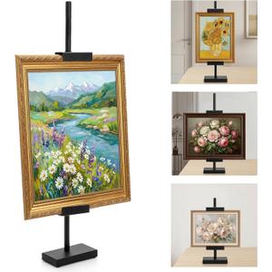 WRINGKIT Adjustable Tabletop Easel Stand, Picture Frame Holder Stand Up to 28" H, Metal Table Floor Picture Easels for Display, Black Art Easel Standing for Signs, Artwork, Home, Event, Exhibition