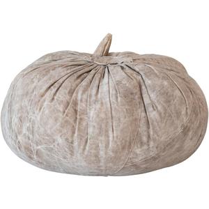 Creative Co-Op Large Vintage Cotton Canvas Pumpkin with Mango Wood Stem, Natural