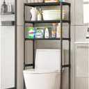 3Tier Toilet Overhead Shelf, Freestanding Metal Bathroom over Toilet Organizer Rack, SpaceSaving Toilet Overhead Storage Rack, Tall Bathroom Toilets Shelf for Restroom, Laundry, Balcony, Black