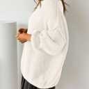 PRETTYGARDEN Oversized Sweaters for Women Fall Clothes 2026 Long Sleeve Mock Neck Tops Chunky Knit Pullover Winter Clothing (White, XL)