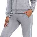 Women's 2 Piece Tracksuit Long Sleeve Track Suits Full Zip Lounge Set Sweatsuits Outfits, Grey Small