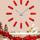 VANGOLD Frameless Wall Clock, 3D Modern Trend Wall Clocks for Living Room Decor, DIY Large Wall Clock Easy to Install Silent and Size Adjustable, Suitable for Kitchen, Farmhouse, Bedroom (Red