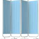 4-Panel Medical Privacy Screen on Wheels, 79" x 71" Blue Medical Screen