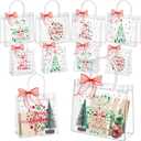 Henoyso 24 Pcs Red and Green Christmas Clear Gift Bags Plastic Goodie Candy Treat Bag with Handles PVC Gift Wrap Totes with Ribbon for Xmas Party Favors (7.8 x 7.8 x 3.1,12.6 x 9.8 x 6.7)