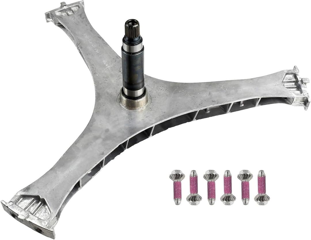DC97-17004B Washer Flange Shaft Assembly with DC60-40137A Spider Hex Bolt (6 Pcs) Compatible with Samsung Washing Machine Washer Spider Spinner Shaft Replaces DC97-17004E DC97-17004A 4000061