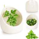 Pottery Herb Stripper Bowl, Handmade Ceramic Herb Peeling Bowl, for Separating Leaves and Stems (White)