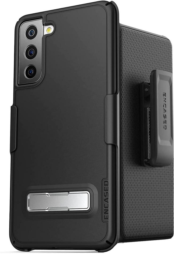 Encased Belt Clip Case for Samsung Galaxy S21 FE, (Slimline Series) Magnetic Holster Case, Compatible with MagSafe, Black