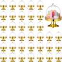 36Pcs Plastic Mini Cake Stand with Dome Cover, Chocolate Candy Cupcake Containers, Clear Small Cake Display Stand for Chocolate, Dessert, Wedding, Birthday, Tea Party Supplies (Gold)