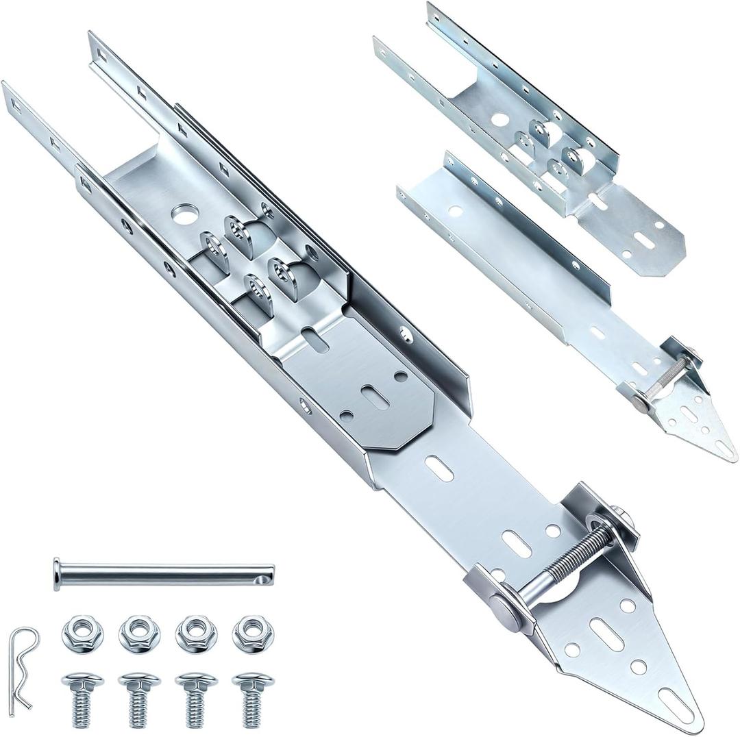 Garage Door Bracket Adjustable Garage Openers and Parts Door Reinforcement Bracket, Full Hinge Design, Silver Galvanized Steel