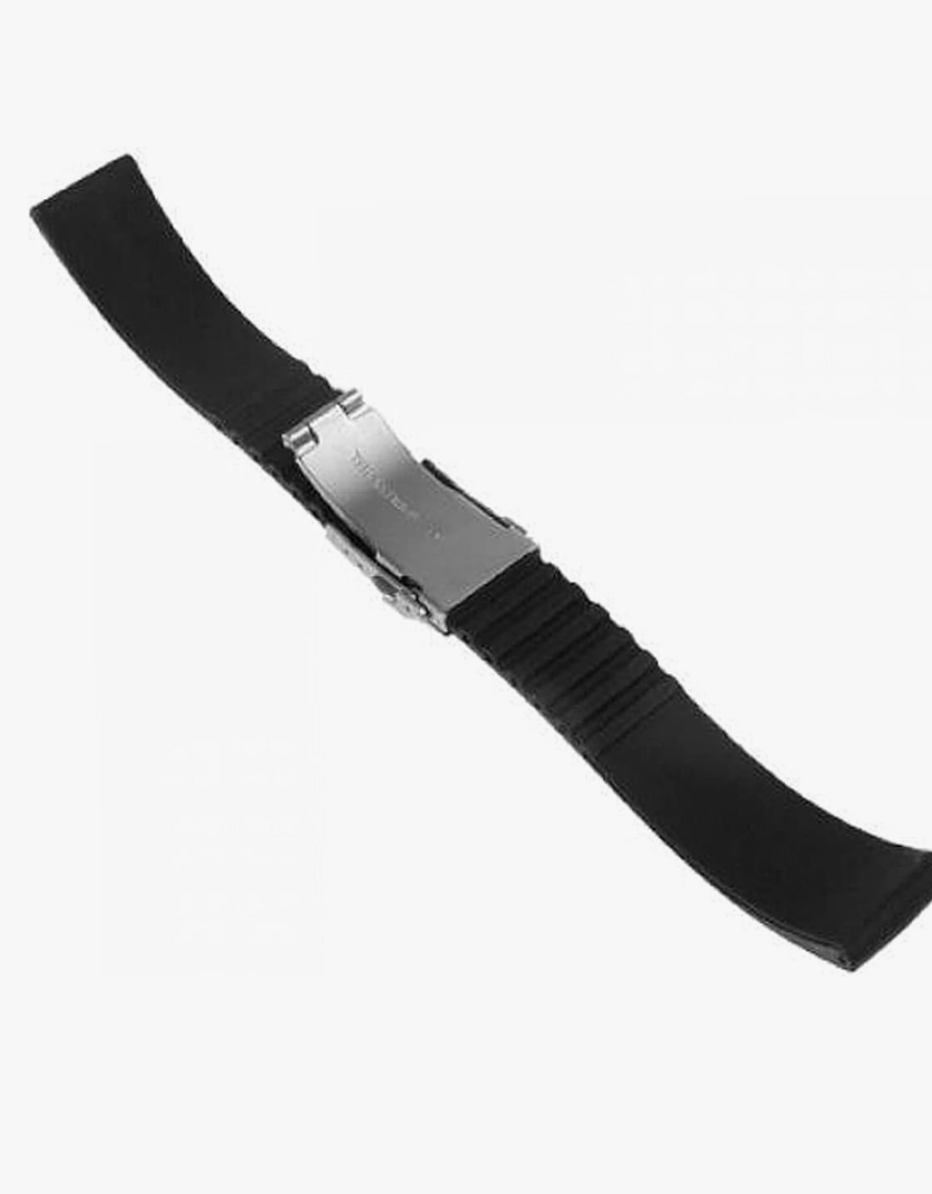 SOIMISS Silicone Watch Band Strap Stainless Steel Clasp Soft Replacement Strap for Sports and Diver Watches Black