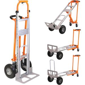 Aluminum Convertible Hand Truck, 3 in 1 Folding Dolly 1000 LBS Capacity Heavy Duty Industrial Platform Cart Collapsible Truck for Transport & Moving in Warehouse, Home, Supermarket