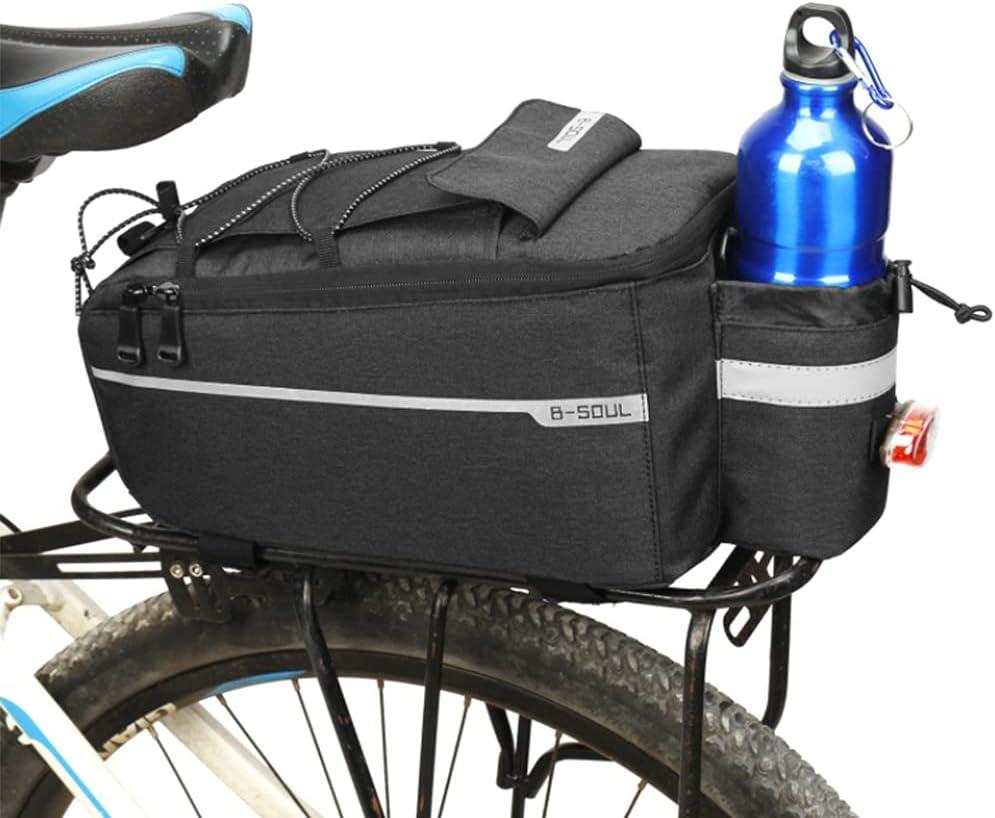 ZTZ Bike Rack Bag, Bicycle Rear Rack Storage Luggage, 8L Insulated Trunk Bag, Waterproof with Reflective Stripes (Black) ZTZ Bike Rack Bag, Bicycle Rear Rack Storage Luggage, 8L Insulated Trunk Bag, Waterproof with Reflective Stripes (Black)
