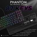 TECWARE Phantom 87 Key RGB Mechanical Gaming Keyboard | Outemu Red Switch | 16.8M Color LED Lighting | 18 Pre-Set | Low Latency | N-Key Rollover | Software Customizable Keys | Wired USB Connection