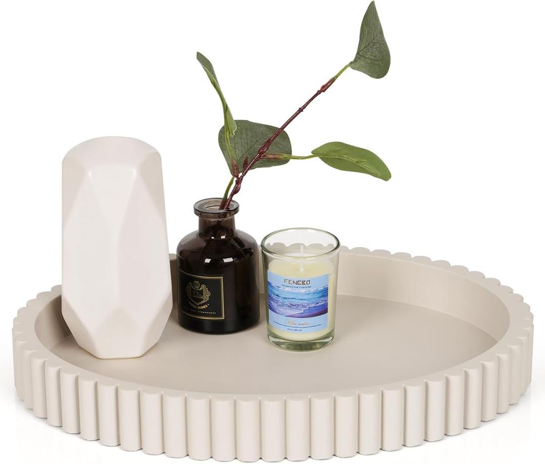 Oval Tray for Coffee Table Decor, 13" Concrete Coffee Table Tray, Table Centerpieces Decorative Trays for Home Decor, Modern Decorative Trays, Centerpiece Trays, Gray (13" x 9.5" x 1.5")