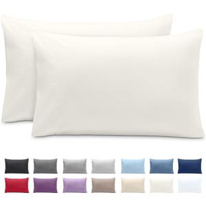 Bare Home Microfiber Pillow Cases - King Size 20x36 - Cooling Pillowcases - Double Brushed - Easy Care - Envelope Closure (King Pillowcase Set of 2, Cream)