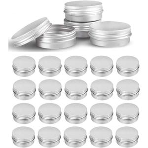 48 Pcs 1 oz Tins Silver Aluminum Tins Cans Top Round Steel tins Cans with Screw Lid Screw Lid Containers