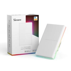 SONOFF Smart Light Switch, 2.4GHz WiFi Interruptor Inteligente, Neutral Wire Required, Voice Control with Alexa and Google Home, Touch Button, Wall Mounting, T5 2 Gang 1 Way