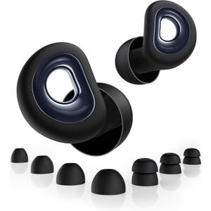 55dB Noise Reduction Ear Plugs for Sleeping, Reusable Noise Cancelling Earplugs for Snoring, Side Sleepers & Travel, Soft Silicone Hearing Protection for Concerts, Studying, Work, Airplane, 7 Ear Tips