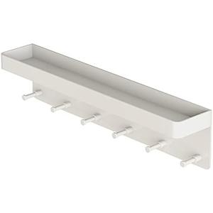 MKO Key Holder for Wall, Mail Organizer and Key Rack Wall Mount with Tray & 6 Hooks for Hallway (White)