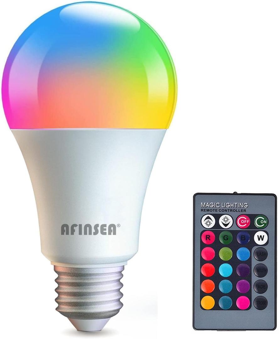 RGB Color Changing Light Bulbs,RGB LED Light Bulbs,9W Warm White 6500K,40W Equivalent,16 Color Multicolor A19 E27/E26 Dimmable Memory Function, for Home Decoration,Stage,Bar,Party