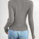BTFBM Fall Sweaters for Women 2025 Lightweight Long Sleeve Henley Shirts Button Up Knit Basic Slim Fit Going Out Tops(Grey, X-Large) (XL)