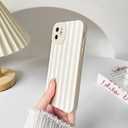 NITITOP Compatible with iPhone 11 Case Cute Stylish Line Stripe Pattern Design for Women Girls Soft TPU Shockproof Full Camera Protective Phone Cover - White