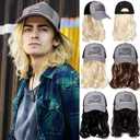 Qlenkay USA Flag Mullet Cap with Synthetic Hair 80s Men Baseball Hat Wig Merica for Halloween American Costume Party Dark Brown (Bleach Blonde)