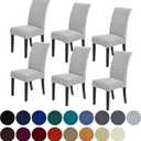 Howhic Stretch Chair Covers for Dining Room Set of 6, Removable Washable Dining Room Chair Covers, Dining Chair Slipcovers Seat Protector, Great Decor for Home and Banquet (Sliver, 6 Pack) (Silver)