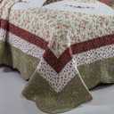 YAYIDAY Quilts Queen Size Patchwork Bedspread Set - 100% Cotton Reversible Breathable Red Star Geometric Quilted Quilt with Pillow Shams Fit All Seasons