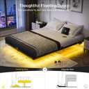 OLEVS Floating Bed Frame Queen Size with Smart LED Lights and Charging Station - Modern Metal Platform Bed, Easy Assembly No Box Spring Needed